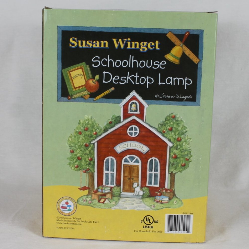 Susan Winget Schoolhouse Desktop Lamp New in Box Plug In Handcrafted Base NEW